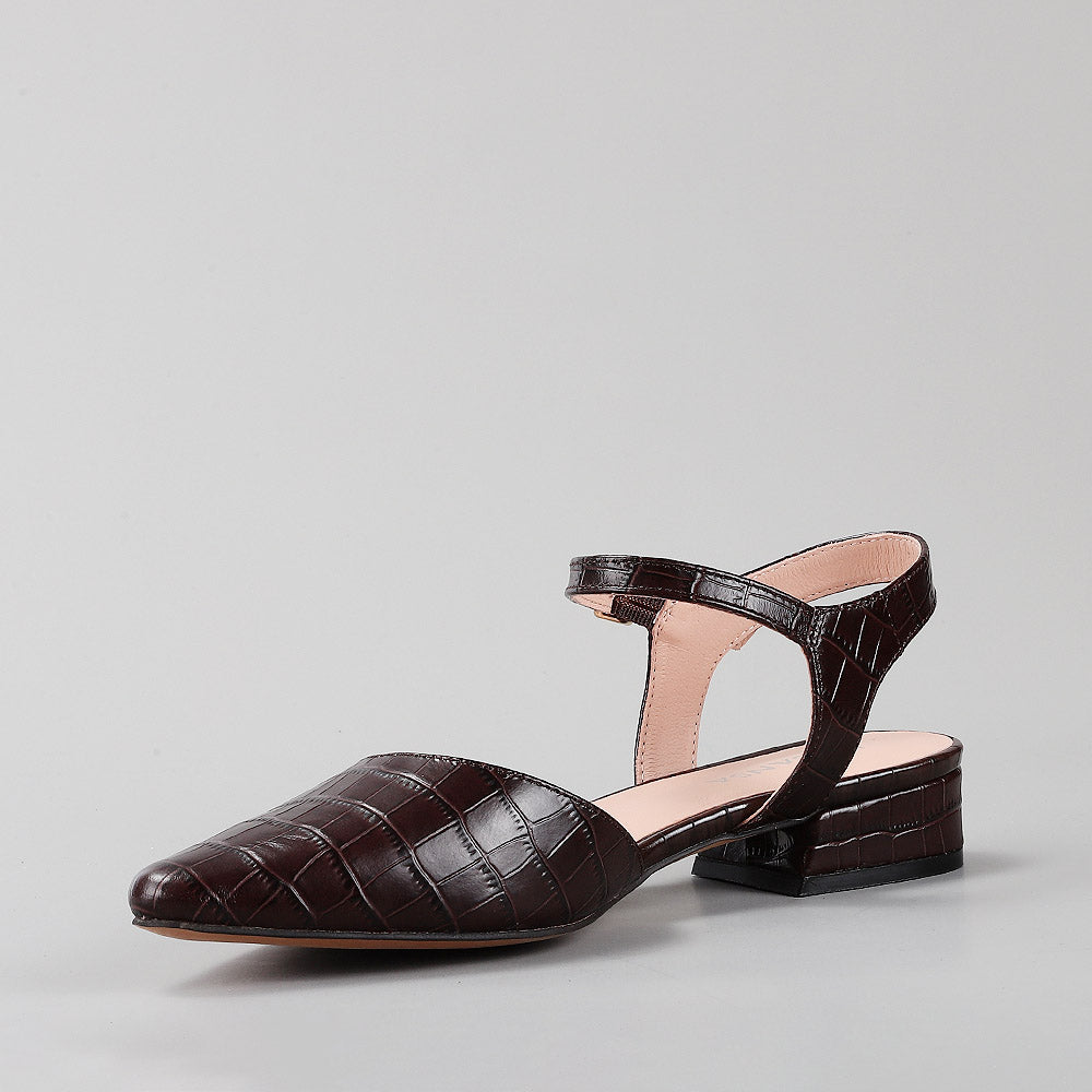 Coralie - Espresso Croc - LE SANSA