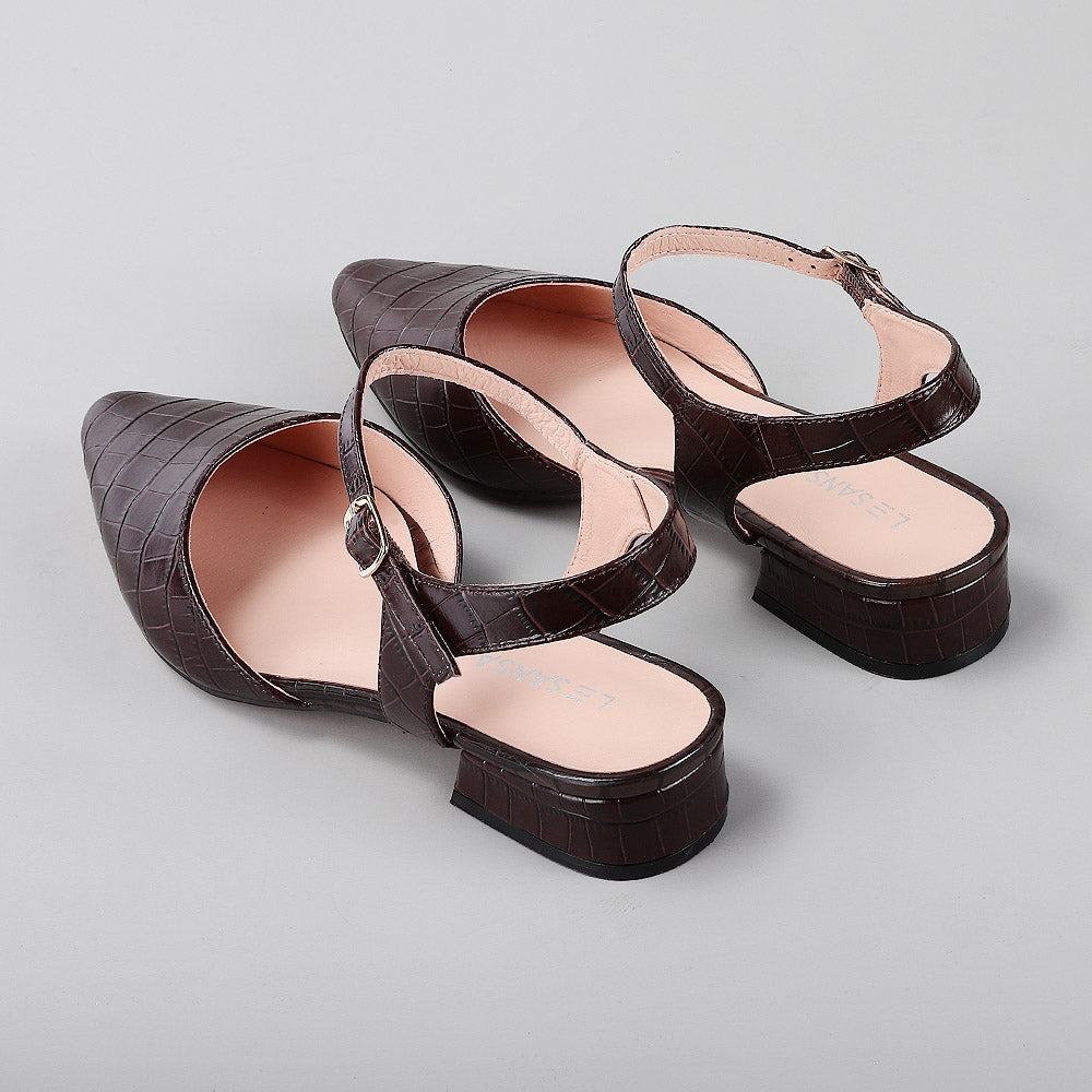 Coralie - Espresso Croc - LE SANSA