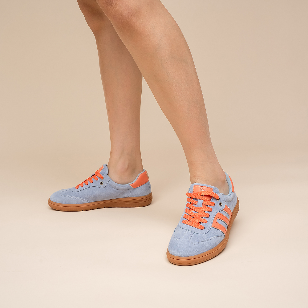 Juno - Pale Blue Suede/Orange - LE SANSA